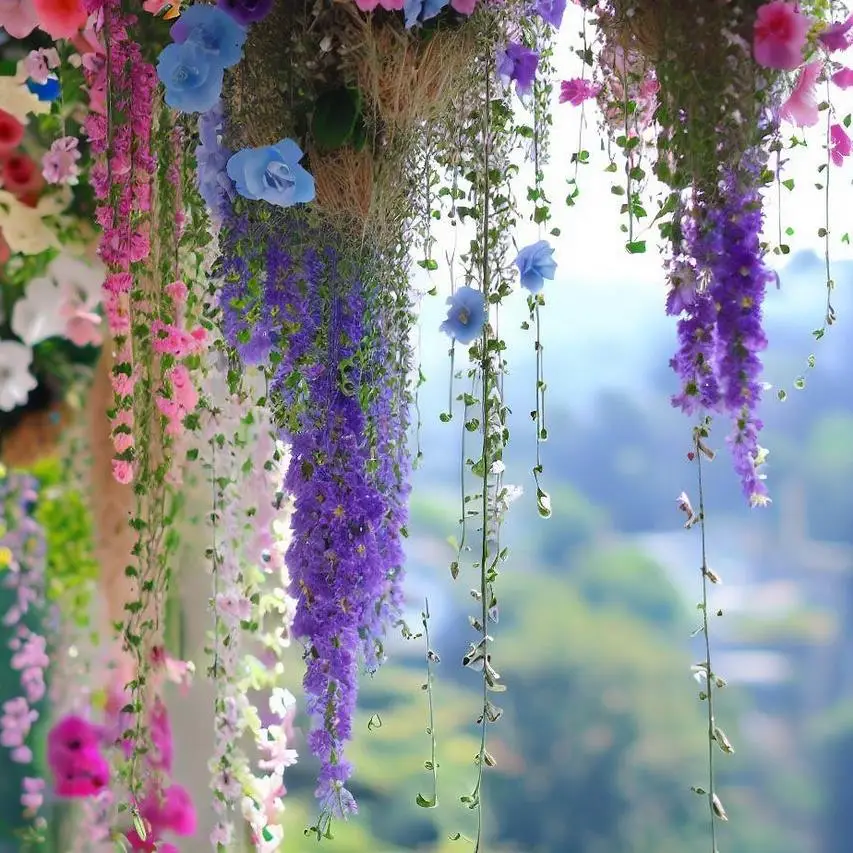 Visiace kvety na balkón